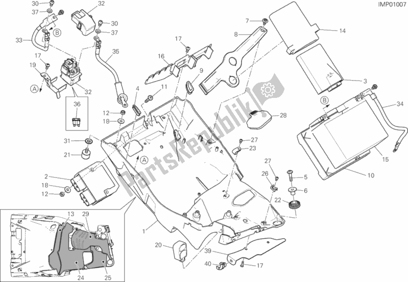 Toutes les pièces pour le Support De Batterie du Ducati Multistrada 950 Touring 2017